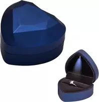 Žiedų dėžutė su Led apšvietimu, 70x65x45 mm, mėlyna