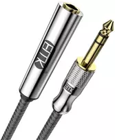 Emk 1/4" ilginimo kabelis, 6.35mm 1/4" stereo ausinių gitaros ilginimo kabelis iš tėviško į moterišką, paauksuotas ketvirčio colio ausinių ilginimo kabelis (2.4m)