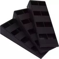 Skir'co (40 vnt.) juodi plastikiniai briaunoti pleištai 120 x 44 x 25 mm skirti išlyginimui ir tarpų nustatymui, sujungiami pleištai