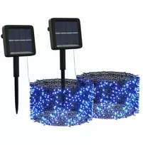 Vidaxl saulės energija įkraunamos dekoratyvinės lemputės, 2 vnt., 2x200 Led, mėlynos