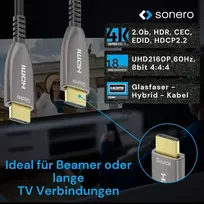 Sonero 15m Hdmi 2.0b šviesolaidinis kabelis, 4k Uhd, 18gbps