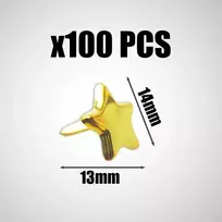 Coacom 100 vnt. auksinių žvaigždžių smeigtukų, mini žvaigždžių vinutės, smeigtukai, dvigubi smeigtukai, rašto spaustukai, metaliniai tvirtinimo spaustukai "pasidaryk pats" amatams (14 mm)