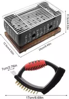 Japoniškas stalo grilis su anglimis ir valymo šepečiu, mini Bbq plokštė, nešiojama viryklė stalui, vakarėlių reikmenys, grilio įrankiai
