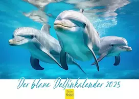 Edition Seidel Premium kalendorius, Mėlynojo delfino kalendorius, 2025 formatas, Din A4, sieninis kalendorius, gyvūnų kalendorius, delfinas, delfinai, žinduoliai, jūra, vandenynas