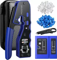 Rj45 užspaudimo įrankis proster tinklo kabelio replės jungties tinklo įrankis, skirtas rj45 cat6 cat5 cat5e su 50 vienetų cat6 perėjimo jungtimis, tinklo kabelio testeris, laikymo krepšys