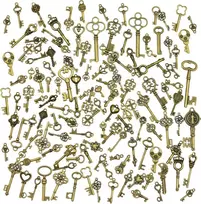 Antikvarinis bronzinis vintažinis skeletas-raktas, bronzinis.