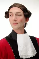 Wig Me Up – F2588 2t30 perukas vyrams, kokybiškas karnavalinis teatro baroko lordo edelmanno adligerio juodas/ruda