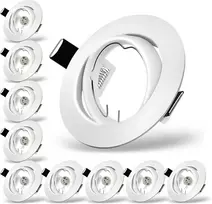 Tofisr įleidžiamas prožektorius gu10 rinkinys, pasukamas led prožektorius montavimo rėmas apvalus matinis baltas, įleidžiamo šviestuvo montavimo rėmo išvaizda, įskaitant gu10 lizdą led arba halogeninėms lemputėms, 10 vnt.