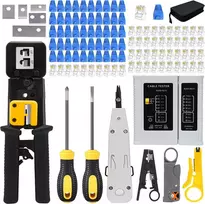 Mayline rj45/rj11/rj12 crimp profesionalus gofravimo įrankis testeris, cat5/cat6/cat7 gofravimo kištuko kabelių tinklo įrankių rinkinys, galinis jungties įrankis (juodas)