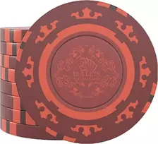 Bullets žaidimo kortos, Corrado 25 molio pokerio žetonai pokerio rinkiniui, be verčių, 14 g, 4 cm skersmens, raudoni