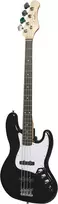 Woodbrass Jb100 elektrinė bosinė gitara, juoda, universalus bosas, idealiai tinkantis pradedantiesiems, Jb korpusas, klevo grifas, rock, pop, funk, country, hard metal