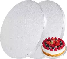 Yiyico torto padėklas 30 cm apvalus torto padėklas 13 mm x 30,48 cm skersmens, 2 vnt. daugkartinio naudojimo torto pagrindo lėkštės tortams transportuoti (sidabrinis)