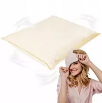 Minkšta 50x60 cm smėlio spalvos pagalvė su pūkų ir plunksnų užpildu