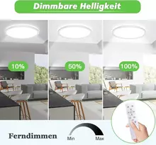 Wholede 24 W 3000-6500 K led lubų šviestuvas plokščias, apvalus, reguliuojamo ryškumo su infraraudonųjų spindulių nuotolinio valdymo pulteliu, itin plonas šviestuvas virtuvei, svetainei, prieškambariui, miegamajam, vonios kambariui, skersmuo 29,5 cm, balt
