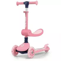 Trijų ratų paspirtukas vaikams su Led ratais Scooter Milly Mally Fuzzy Rožinė