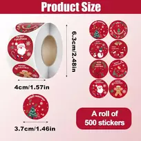 500 Kalėdinių lipdukų rinkinys, lipnūs kalėdiniai lipdukai, kalėdiniai lipdukų etiketės, kalėdinių lipdukų lipnus ritinys dovanų pakavimui, vakarėlių dekoravimui
