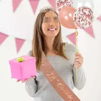 28-ojo gimtadienio dekoracija mergaitėms, gimtadienio karalienės tiara, princesės karūnos, 28-ojo gimtadienio juosta, 28 metų gimtadienio torto dekoracija, skaičių balionų rinkinys, mergaičių gimtadienio vakarėlio dekoras, rožinis auksas