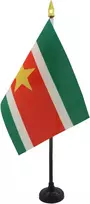 Az flag stalo vėliavėlė Surinamas 15 x 10 cm aukso spalvos – Surinamo respublikos stalo vėliavėlė 10 x 15 cm