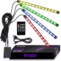 Led juostos apšvietimas automobiliui, salono apšvietimas, rgb juosta su nuotolinio valdymo pulteliu