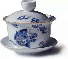 Vv8oo porcelianinis gaiwan 200ml arbatos puodelis šokinėjančios žuvys baltas glazūruotas tureen kiniškas sancai dangtelio dubuo lūpų puodelio rinkinys su lėkštute