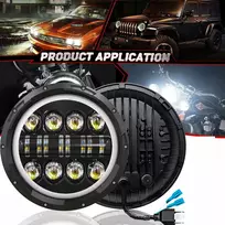 80w Motociklo reflektorius 16-led 7 colių motociklo Drl priekinis žibintas