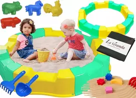 Sulankstoma plastikinė nešiojama smėlio dėžė smėliui ir ŽAISLAMS bei DUGNO Rinkinys