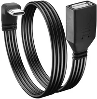Jsadzkj 90 laipsnių stačiu kampu usb c 2.0 kabelis type c į usb female otg adapterio kabelis usb type c plokščias trumpas kabelis, universalus planšetinis kompiuteris, usb atmintinė nešiojamas kompiuteris 30 cm (kampas aukštyn/žemyn)