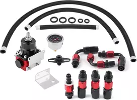 Benzino slėgio reguliatorius reguliuojamas kuro siurblys, universalus automobilinis reguliuojamas kuro slėgio reguliatorius reguliuojamas rinkinys alyvos 0-100 psi slėgio matuoklis An 6 jungties galas