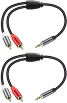 3.5 mm į 2 Rca Audio Kabelis, Paauksuotas, 0.3m (2 vnt.)