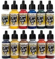 Aerografiniai dažai 12 x 17 ml Vallejo Model Air base Airbrushfarben rinkinys, ryškios spalvos