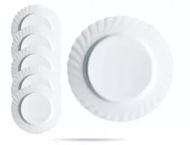 Luminarc Trianon gilus valgomojo lėkštės 24,5 cm baltos spalvos 6 vnt. rinkinys