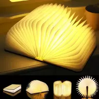 Magnetinė Led knygos lemputė, sulankstoma medinė, 360°