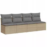 Lauko baldų komplektas 4 vietų sodo sofa, Pe ratanas, smėlio spalvos, 220x62x69 cm