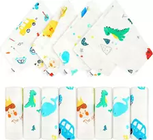 Yoassi muslininiai audiniai kūdikiams, 8 vnt. medvilninių atryjimų šluosčių rinkinys, 50 cm x 25 cm, sauskelnių audiniai muslininiai audiniai naujagimiams, gerai sugeriantys, laidūs orui, minkšti muslininiai kvadratėliai mergaitėms ir berniukams
