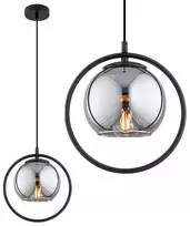 Pakabinamas šviestuvas Globo Lighting Pakabinamas lubinis šviestuvas žiedas stiklinis gaublys grafitas Saturn