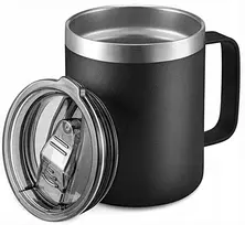 Terminis puodelis su rankena kavai Yerba Mate, juodas, 350 ml