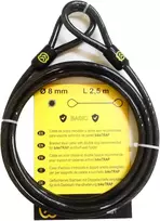 Dviračio apsauga nuo vagystės dviguba kilpa plieno trosas 2,5 m x 8 mm, skirtas apsaugos nuo vagystės įtaisui Biketrap
