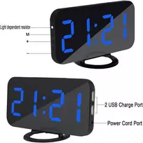 Led Skaitmeninis Žadintuvas su Veidrodžiu ir Usb Įkrovimu