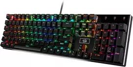 Redragon K556 mechaninė žaidimų klaviatūra, Us išdėstymas, 18 režimų Rgb apšvietimas, pilnai programuojama, metalinis korpusas, ergonomiška klaviatūra, juoda (red Switch)