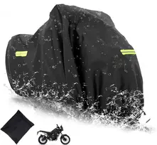 Motociklo tentas laukui, motociklo uždangalas, neperšlampamas, atsparus uv spinduliams 420d oxford motociklo tentas naudojimui lauke, motociklo garažo tentas su fiksavimo kilpomis (265 x 105 x 133 cm)