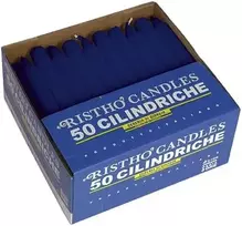 50 žvakių rinkinys, skersmuo 2,2 cm, aukštis 21 cm, degimo trukmė 8 valandos, mėlynos
