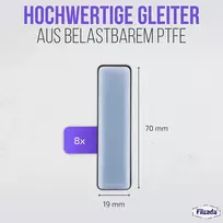 Filzada® 8 vnt. baldų slydikliai, 70x19 mm, lipnūs, Ptfe