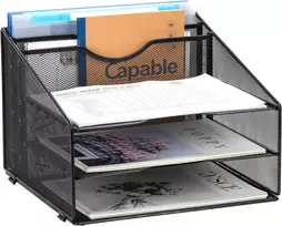Easypag 5 skyrių a4 metalinis biuro stalo organizatorius dokumentų laikiklis failų dėklas žurnalų laikiklis laiškų dėklas popieriaus žurnalų organizatorius, juodas
