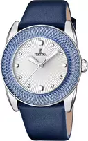 Festina moteriškas laikrodis F16591/8 Outlet 316l nerūdijančio plieno korpusas, sidabrinė guminė apyrankė, sidabrinė apyrankė, sidabrinė, apyrankė.