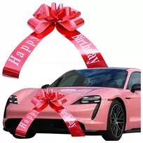 Didelis raudonas dovanų kaspinas su siurbtukais automobiliui 58cm Xxl