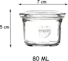 Weck Mini stiklainiai konservavimui su dangteliais 80 ml, 12 vnt. rinkinyje