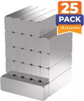 25 neodimio galios magnetų pakuotė – sidabriniai – magnetai 10 x 3 x 2 mm itin stiprūs stačiakampiai – lipnumo jėga 0,7kg – stiprūs super magnetai – mini magnetai magnetinėms lentoms