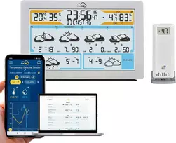 Tfa Dostmann Wlan meteorologijos stotis Tfa.me Id-02, 35.8100, profesionali orų prognozė iš wetter.com 3–6 dienoms, internetinis portalas, įskaitant lauko jutiklio radiją, max-min reikšmes, įspėjimo funkciją
