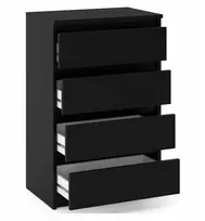 Komoda su 4 stalčiais, juoda, 60 cm, moderni aukšta spintelė loft stiliaus svetainei