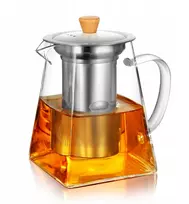 Virdulys Cnglass stiklinis arbatinukas su plikytuvu. Karščiui atsparus 700 ml talpos ąsotis